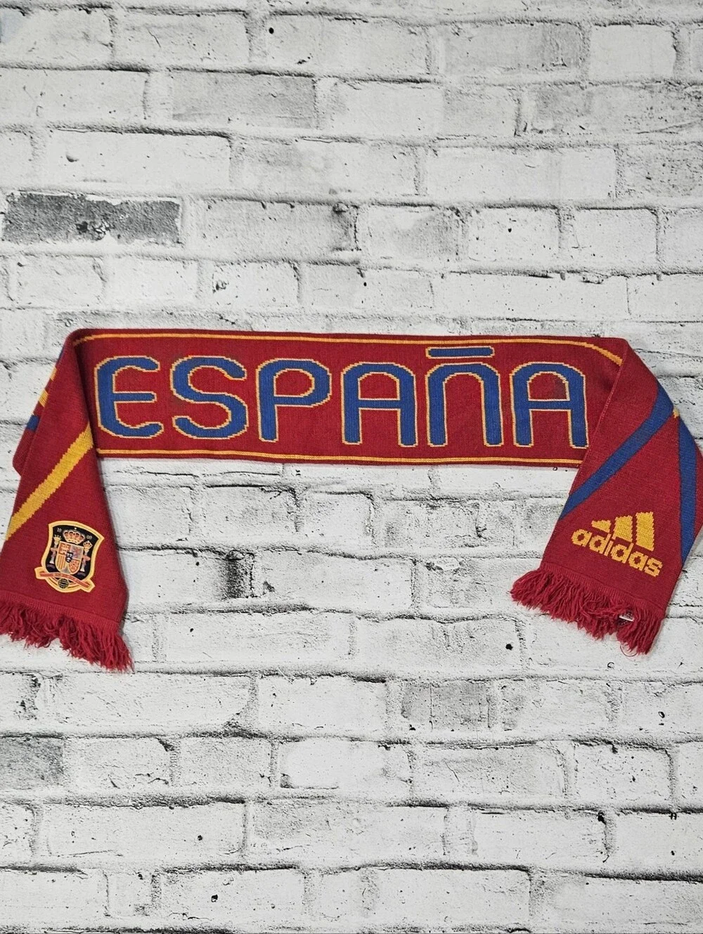 Adidas Spain Espana Soccer Fan Scarf Red Blue Yellow Football Knit